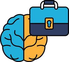 A brain and briefcase are shown together vector