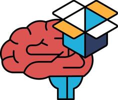 A brain is drawn with a box on top of it vector