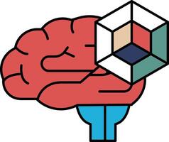 A brain is shown with a cube on top of it vector