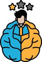 A man with a brain that is split into two parts vector
