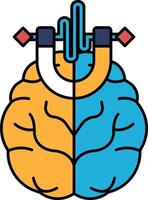 A brain with a magnet on it vector
