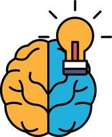 A brain with a light bulb in the middle vector