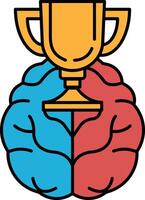 A brain with a trophy in the middle vector