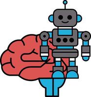 A robot is standing next to a brain vector