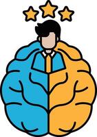 the man with a brain that is split into two parts vector