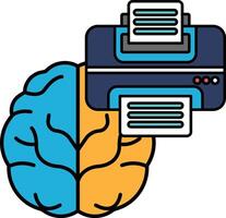 A brain and a printer are shown together vector