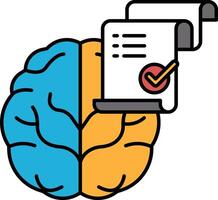 A brain with a check mark on a piece of paper vector
