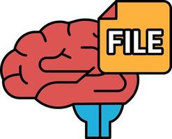 A brain with a yellow file folder on top of it vector