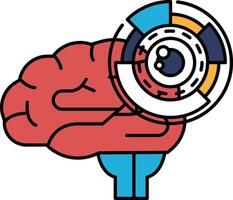 A brain with a pair of eyes and a circle around it vector