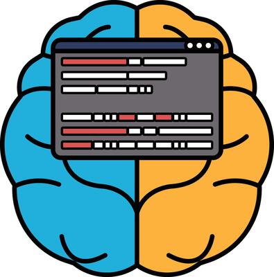 A brain with a computer screen on it