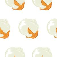 pattern with a cooked chicken egg with liquid yolk leaking out, for various food designs vector