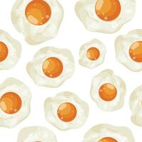 seamless pattern with icons of fried chicken eggs with a hard yolk with different highlights, for various designs or textiles vector