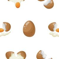 pattern with various chicken eggs, namely with broken eggs, eggshells and a spreading egg, for various advertising banners and advertisements vector