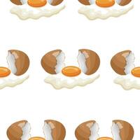 pattern with icons of a broken, spilled chicken egg with a whole yolk, for various designs vector