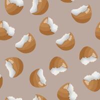 seamless pattern with brown egg shell icon on brown background, for various food designs and patterns vector