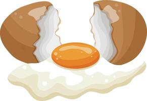 icon of a broken, spilled chicken egg with a whole yolk, for various designs vector