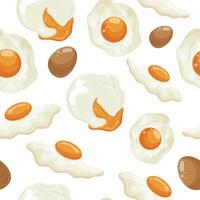 seamless pattern with various cooked chicken eggs, namely fried, boiled and eggs with liquid yolk, for various advertising banners and advertisements vector