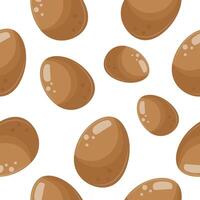 seamless pattern with brown chicken egg icons, for various simple designs and patterns vector