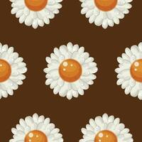 floral pattern with large open buds of white daisies on a brown background, for various packaging or textiles or holiday cards vector