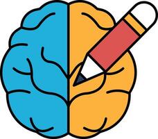 A brain with a pencil in it In line style vector