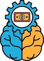 A brain with a dollar sign on it In line style vector
