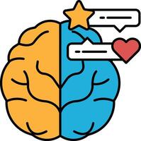 A brain with a heart and stars on it vector