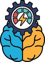 A graphic of a brain with a gear in the middle vector