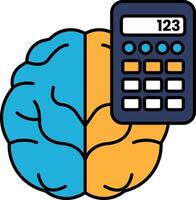 A brain and a calculator are shown together vector