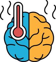 A brain with a red and blue thermometer on it vector
