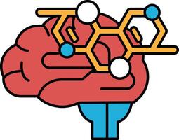 A brain with a red and orange color scheme vector