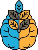 A brain with two leaves on it vector