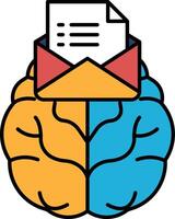 A brain with an envelope on top of it vector