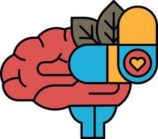 A brain is holding a pill with a heart on it vector