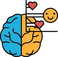 A brain with a smiling face and two hearts on either side vector