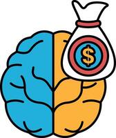 A brain with a dollar bill in the middle vector
