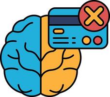 A brain with a credit card on it with an X on it vector