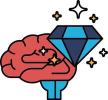 A brain with a diamond on top of it vector