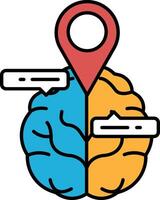 A brain with a red dot on it and a blue dot on the other side vector