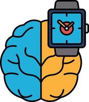 A brain with a watch on it vector