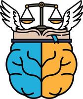 A brain with two wings on either side of it vector