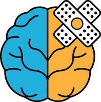 A brain with a bandage on it vector