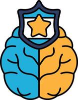 A brain with a shield and a star on it vector