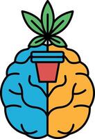 A brain with a plant growing out of it vector