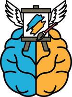A brain with a paintbrush on it vector