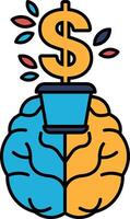A brain with a dollar sign on top of it vector