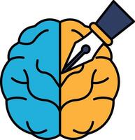 A brain with a pen in the middle vector