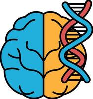 A brain with a DNA strand in the middle vector