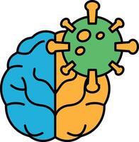 A cartoon brain with a virus in the middle vector