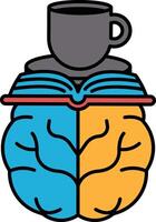 A brain with a cup on top of it vector