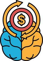 the brain with a dollar sign in the middle vector